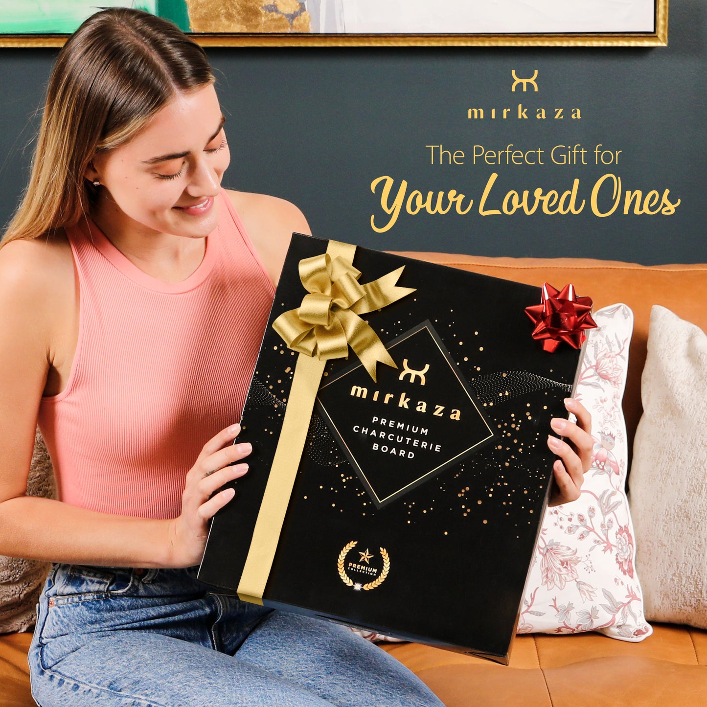 Charcuterie Boards, Large Charcuterie Board Set, Unique Housewarming Gifts for New Home, Cheese Boards Gifts for Couples, Bamboo Cheese Board and Knife Set, Bridal Shower Gifts